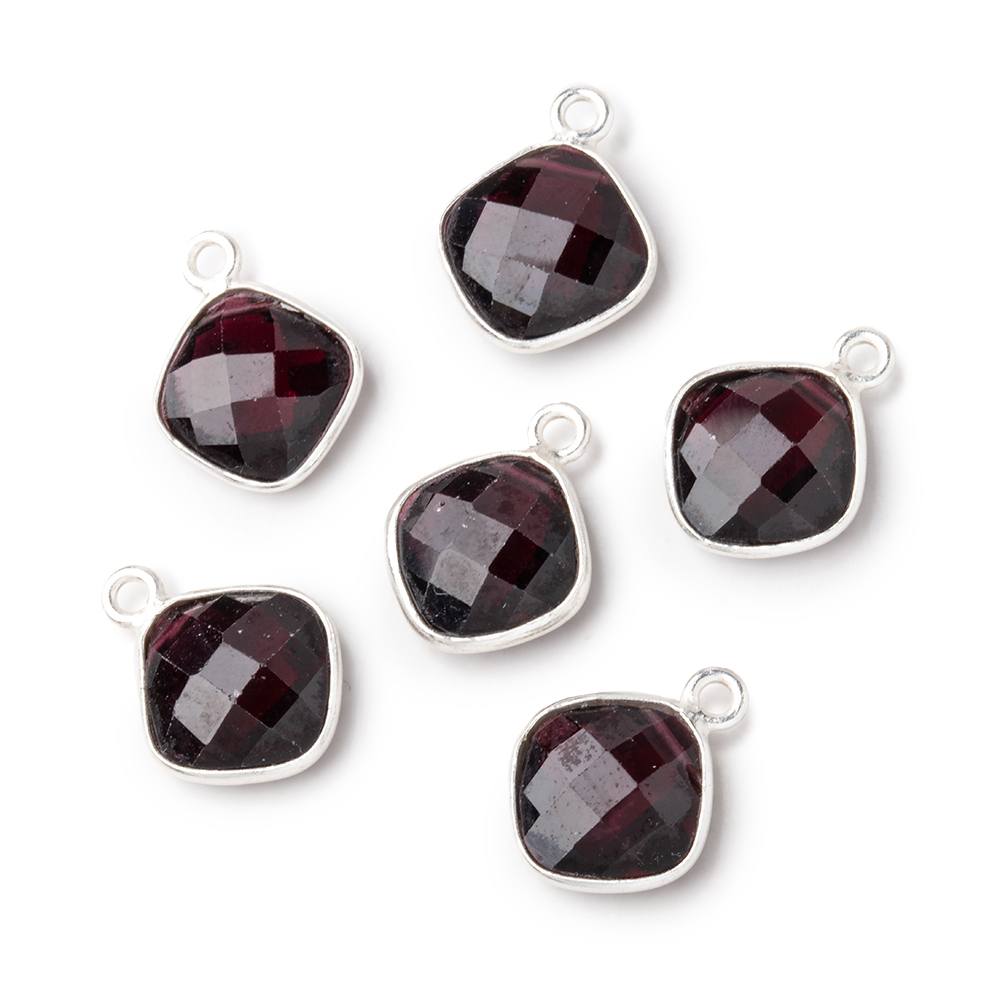 11mm .925 Silver Bezel Garnet Faceted Pillow Pendant 1 piece (ONLINE ORDER ONLY)