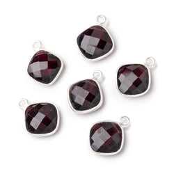 11mm .925 Silver Bezel Garnet Faceted Pillow Pendant 1 piece (ONLINE ORDER ONLY)