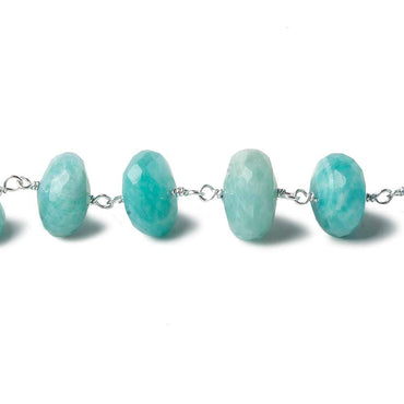 11mm Amazonite faceted Rondelle .925 Silver Chain by the foot 24 beads (ONLINE ORDER ONLY)