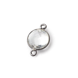 11mm Black Gold Crystal Quartz Faceted Coin Connector 1 piece (ONLINE ORDER ONLY)