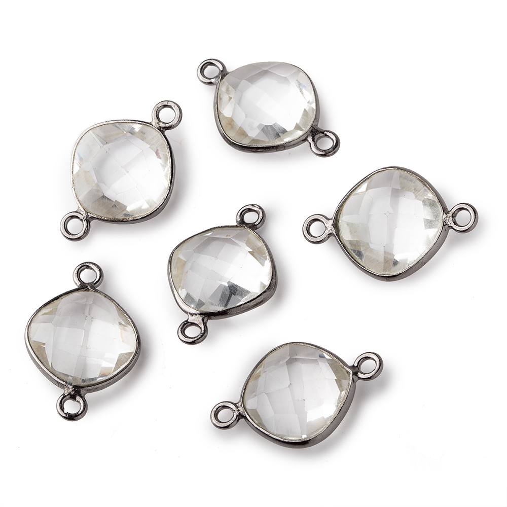 11mm Black Gold Crystal Quartz Faceted Pillow Connector 1 piece (ONLINE ORDER ONLY)