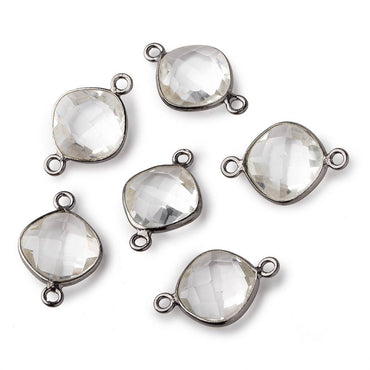 11mm Black Gold Crystal Quartz Faceted Pillow Connector 1 piece (ONLINE ORDER ONLY)