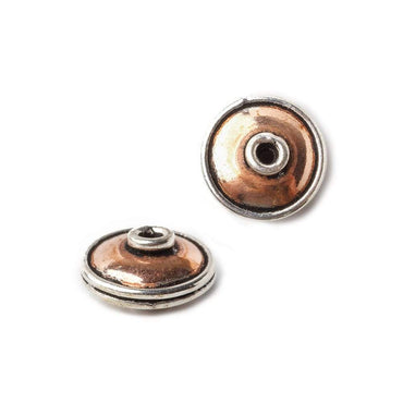 11mm Copper and Sterling Silver Plain Disc 2 beads (ONLINE ORDER ONLY)
