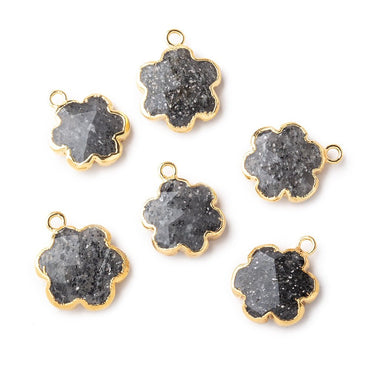 11mm Gold Leafed Celestial Quartz Faceted Flower Focal Pendant 1 piece (ONLINE ORDER ONLY)
