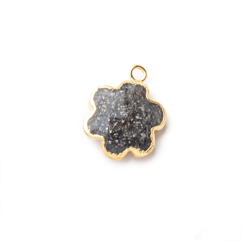 11mm Gold Leafed Celestial Quartz Faceted Flower Focal Pendant 1 piece (ONLINE ORDER ONLY)