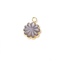 11mm Gold Leafed Chocolate Moonstone Carved Floral Coin Focal Pendant 1 piece (ONLINE ORDER ONLY)