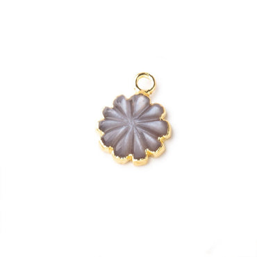 11mm Gold Leafed Chocolate Moonstone Carved Floral Coin Focal Pendant 1 piece (ONLINE ORDER ONLY)