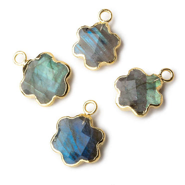 12mm Gold Leafed Labradorite Faceted Flower Focal Bead Pendant sold as 1 piece (ONLINE ORDER ONLY)