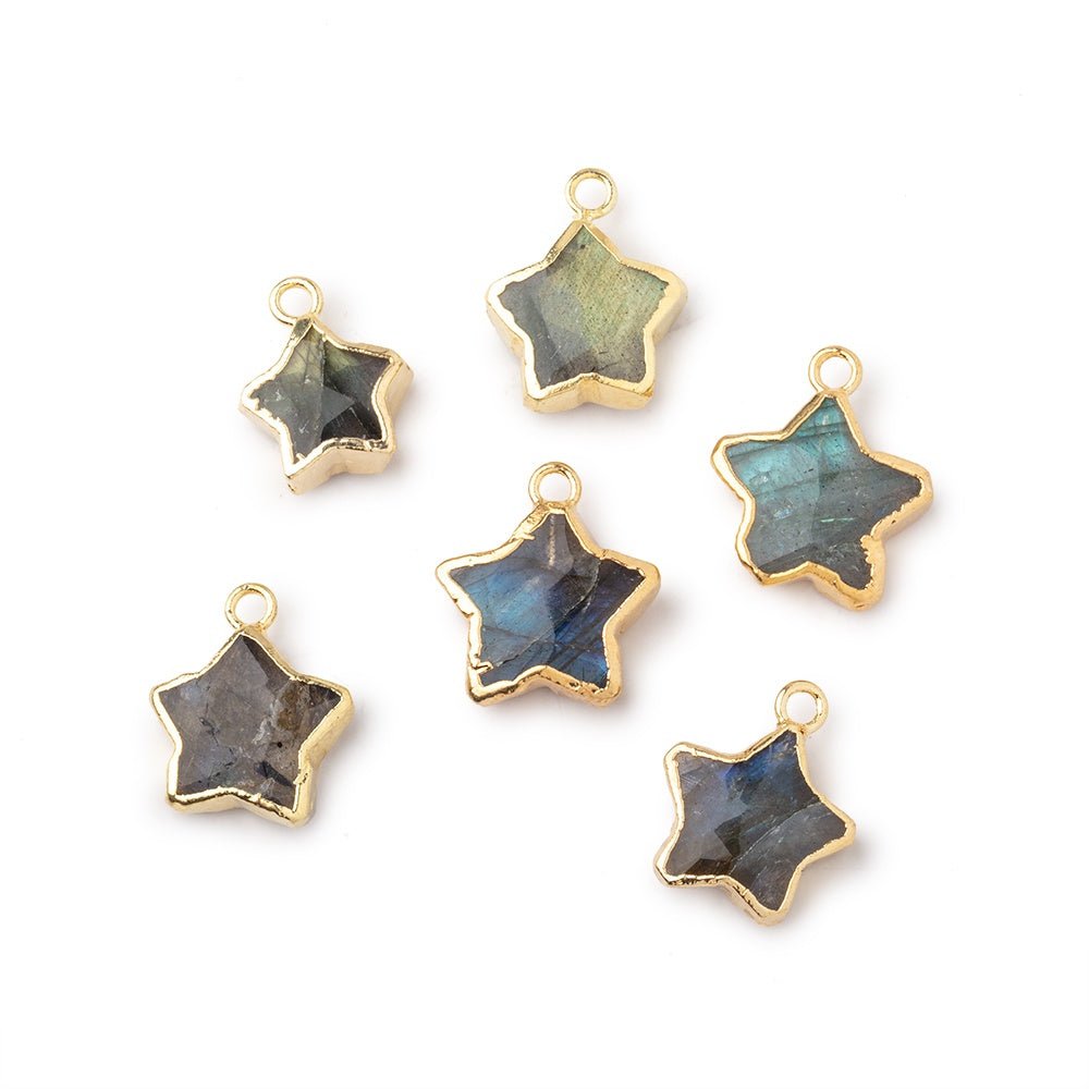 12-13mm Gold Leafed Labradorite Faceted Star Focal Pendant 1 piece (ONLINE ORDER ONLY)
