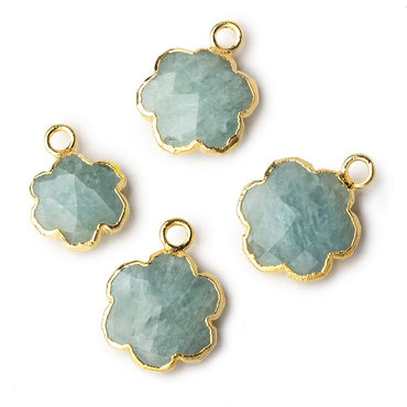 11mm Gold Leafed Milky Aquamarine Faceted Quatrafoil Focal Bead Pendant sold as 1 piece (ONLINE ORDER ONLY)