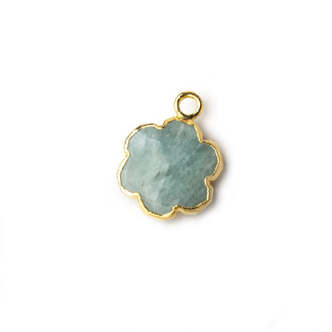 11mm Gold Leafed Milky Aquamarine Faceted Quatrafoil Focal Bead Pendant sold as 1 piece (ONLINE ORDER ONLY)