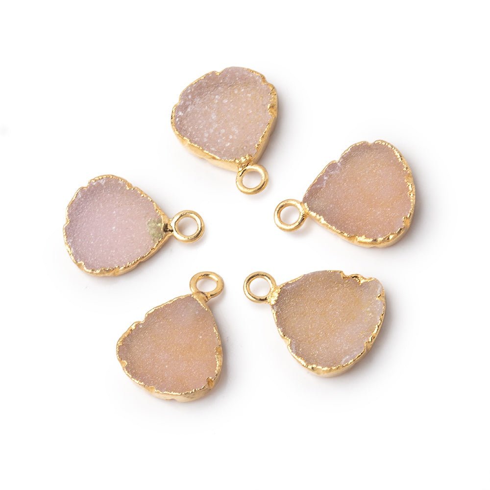 11mm Gold Leafed Pink Drusy Heart Pendant 1 focal piece (ONLINE ORDER ONLY)