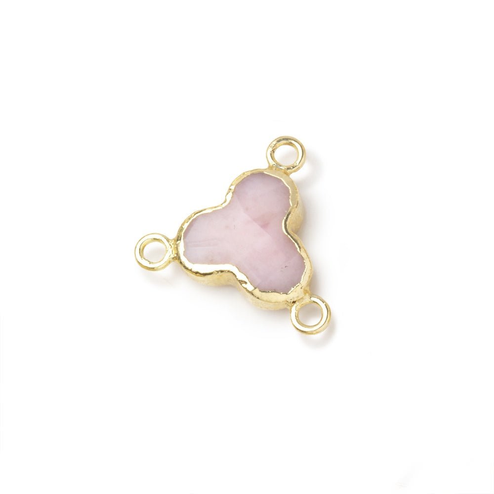 11mm Gold Leafed Pink Peruvian Opal Faceted Trefoil 3 Ring Connector 1 piece (ONLINE ORDER ONLY)