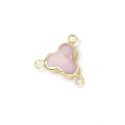 11mm Gold Leafed Pink Peruvian Opal Faceted Trefoil 3 Ring Connector 1 piece (ONLINE ORDER ONLY)