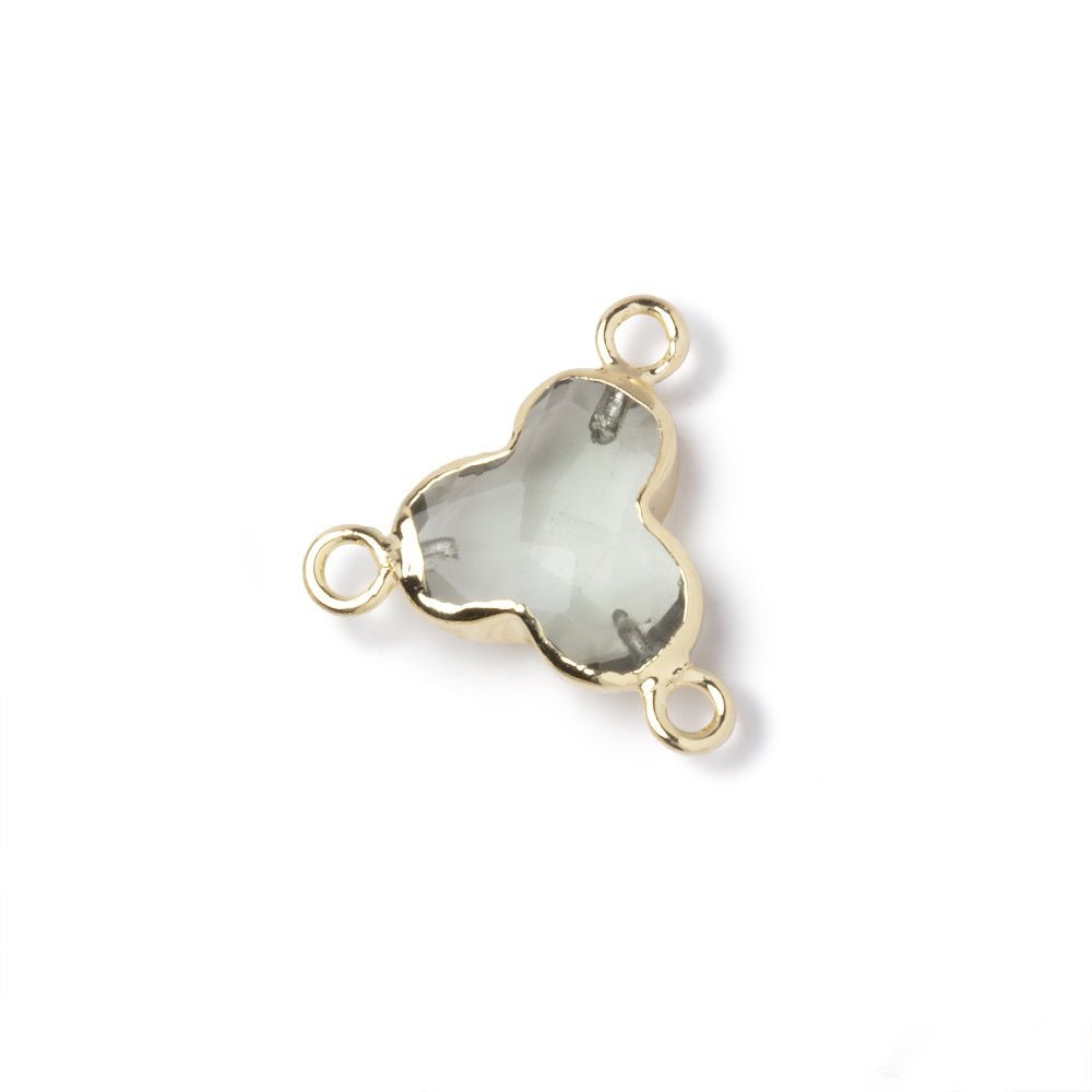 11mm Gold Leafed Prasiolite Faceted Trefoil 3 Ring Connector 1 piece (ONLINE ORDER ONLY)