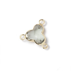 11mm Gold Leafed Prasiolite Faceted Trefoil 3 Ring Connector 1 piece (ONLINE ORDER ONLY)