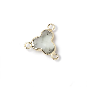 11mm Gold Leafed Prasiolite Faceted Trefoil 3 Ring Connector 1 piece (ONLINE ORDER ONLY)