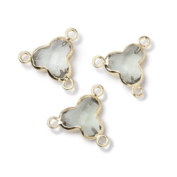 11mm Gold Leafed Prasiolite Faceted Trefoil 3 Ring Connector 1 piece (ONLINE ORDER ONLY)