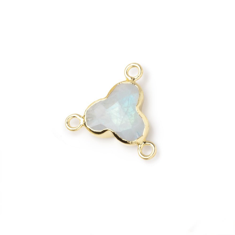 11mm Gold Leafed Rainbow Moonstone Faceted Trefoil 3 Ring Connector 1 piece (ONLINE ORDER ONLY)
