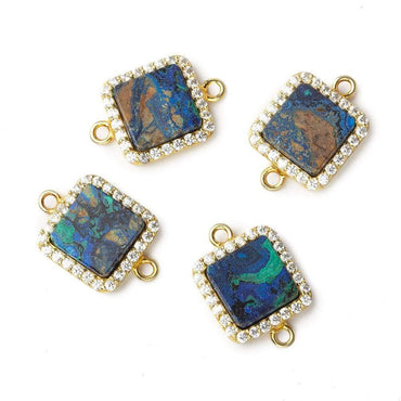 11mm Vermeil CZ Bezel Chrysocolla square Connector 1 focal bead (ONLINE ORDER ONLY)