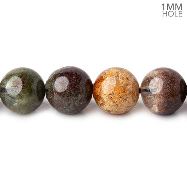 11mm Lodolite (Moss Garden Quartz) plain round large hole beads 16 inch 37 pieces A (ONLINE ORDER ONLY)