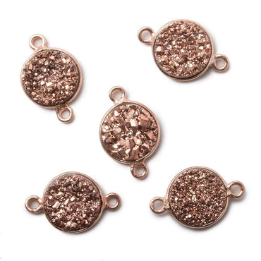 11mm Rose Gold Bezel Metallic Rose Drusy Coin Connector 1 piece (ONLINE ORDER ONLY)