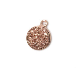 11mm Rose Gold Bezel Metallic Rose Drusy Coin Pendant  1 piece (ONLINE ORDER ONLY)