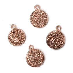 11mm Rose Gold Bezel Metallic Rose Drusy Coin Pendant  1 piece (ONLINE ORDER ONLY)