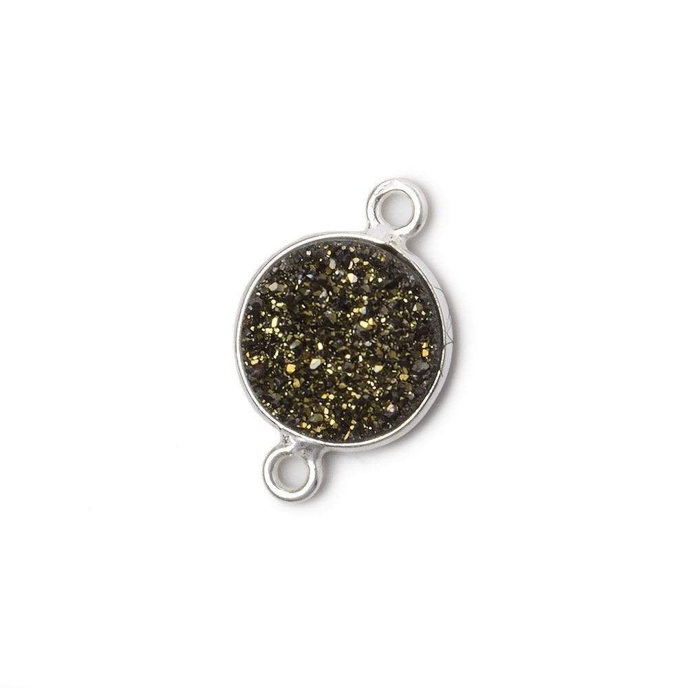 11mm Silver .925 Bezel Metallic Bronze Drusy Coin Connector 1 piece (ONLINE ORDER ONLY)