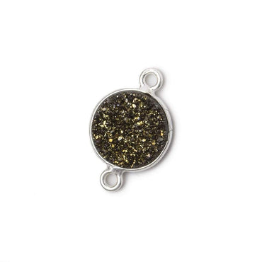 11mm Silver .925 Bezel Metallic Bronze Drusy Coin Connector 1 piece (ONLINE ORDER ONLY)