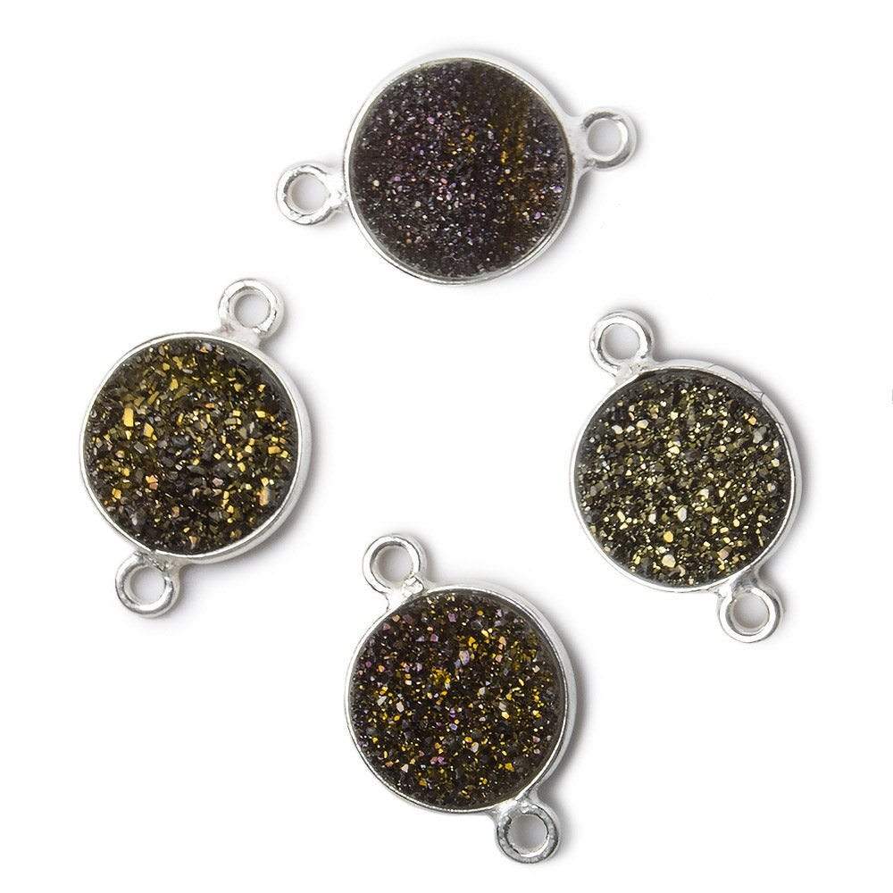 11mm Silver .925 Bezel Metallic Bronze Drusy Coin Connector 1 piece (ONLINE ORDER ONLY)