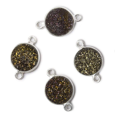 11mm Silver .925 Bezel Metallic Bronze Drusy Coin Connector 1 piece (ONLINE ORDER ONLY)