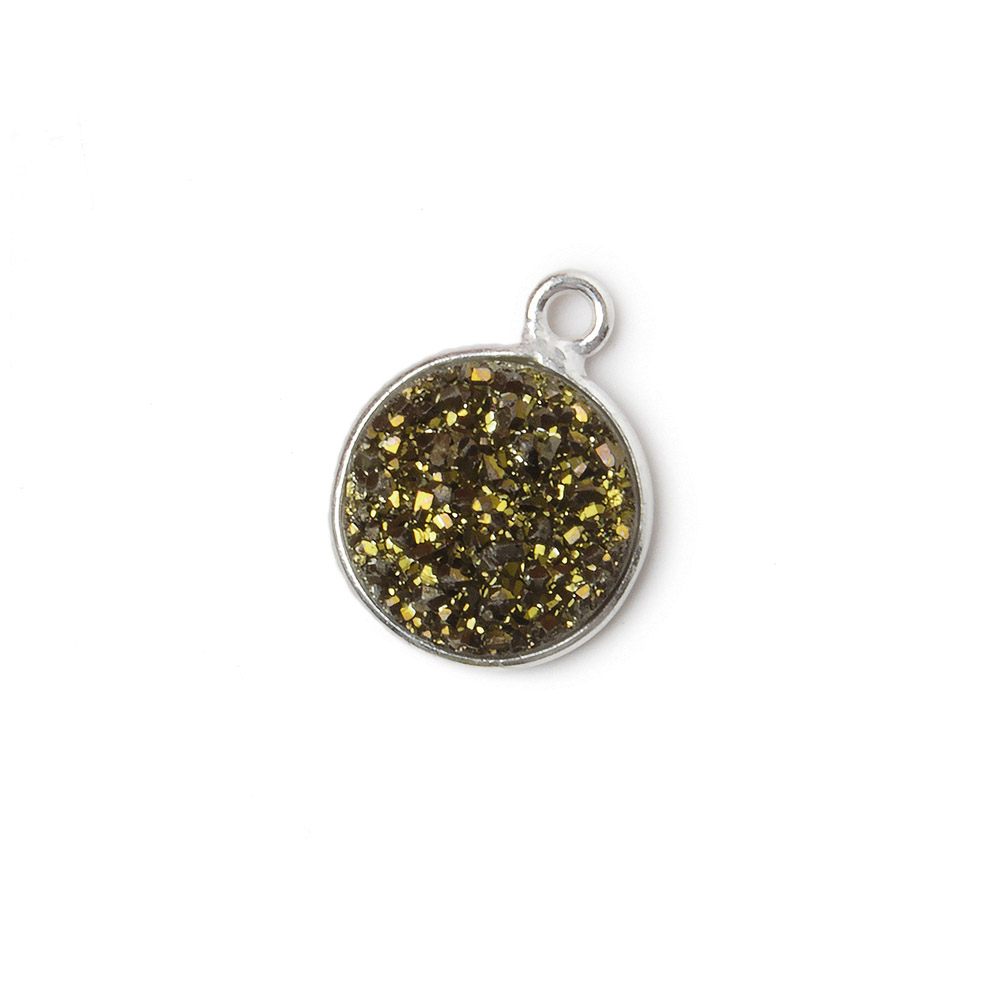 11mm Silver .925 Bezel Metallic Bronze Drusy Coin Pendant  1 piece (ONLINE ORDER ONLY)