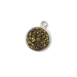 11mm Silver .925 Bezel Metallic Bronze Drusy Coin Pendant  1 piece (ONLINE ORDER ONLY)