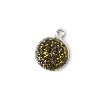 11mm Silver .925 Bezel Metallic Bronze Drusy Coin Pendant  1 piece (ONLINE ORDER ONLY)