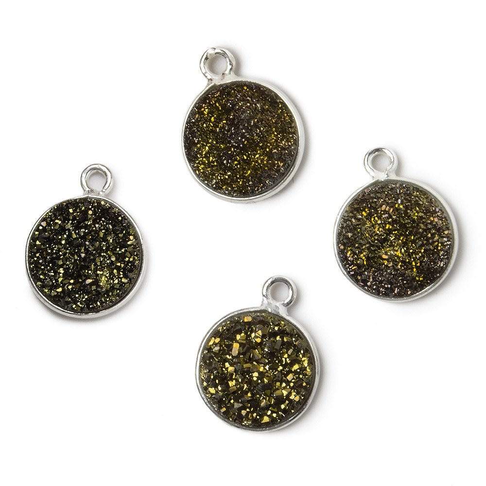11mm Silver .925 Bezel Metallic Bronze Drusy Coin Pendant  1 piece (ONLINE ORDER ONLY)