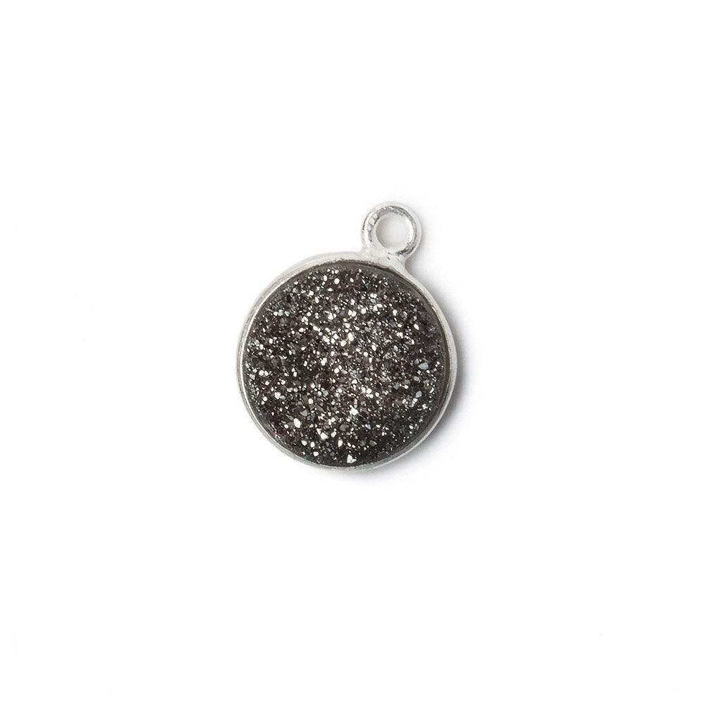 11mm Silver .925 Bezel Metallic Platinum Drusy Coin Pendant  1 piece (ONLINE ORDER ONLY)