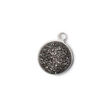 11mm Silver .925 Bezel Metallic Platinum Drusy Coin Pendant  1 piece (ONLINE ORDER ONLY)