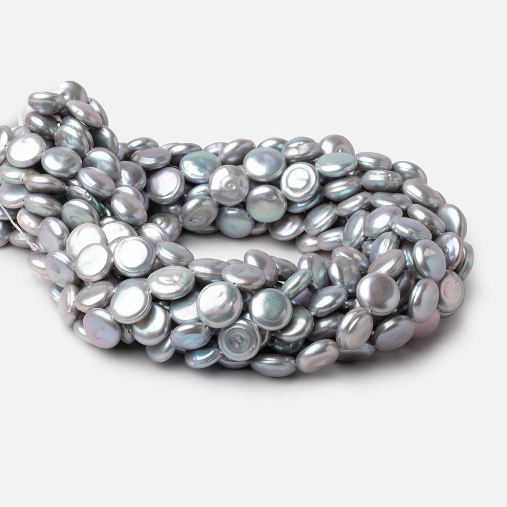 11mm Silver Coin Freshwater Pearl Beads 15 inch 34 pieces (ONLINE ORDER ONLY)
