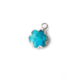 11mm Silver Leafed  Turquoise Faceted Quatrafoil Focal Pendant (ONLINE ORDER ONLY)