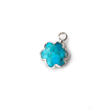11mm Silver Leafed  Turquoise Faceted Quatrafoil Focal Pendant (ONLINE ORDER ONLY)