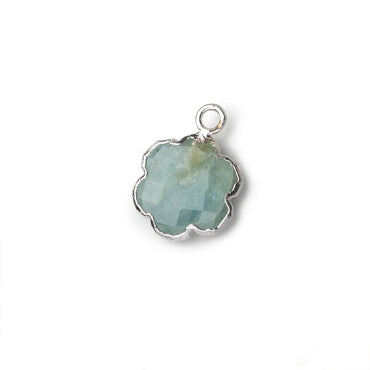 11mm Silver Leafed Milky Aquamarine Faceted Quatrafoil Focal Bead Pendant sold as 1 piece (ONLINE ORDER ONLY)