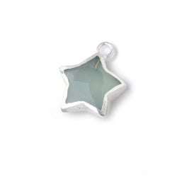 11mm Silver Leafed Seafoam Chalcedony Faceted Star Focal Pendant 1 piece (ONLINE ORDER ONLY)
