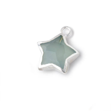 11mm Silver Leafed Seafoam Chalcedony Faceted Star Focal Pendant 1 piece (ONLINE ORDER ONLY)