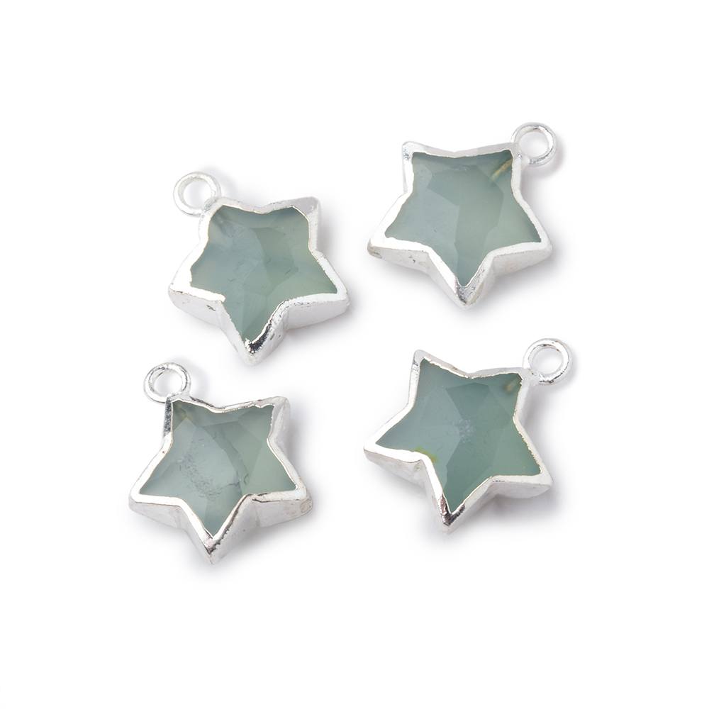 11mm Silver Leafed Seafoam Chalcedony Faceted Star Focal Pendant 1 piece (ONLINE ORDER ONLY)