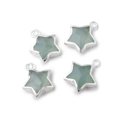 11mm Silver Leafed Seafoam Chalcedony Faceted Star Focal Pendant 1 piece (ONLINE ORDER ONLY)