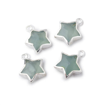 11mm Silver Leafed Seafoam Chalcedony Faceted Star Focal Pendant 1 piece (ONLINE ORDER ONLY)