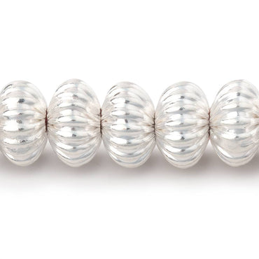 11mm Silver Plated Corrugated Disc Beads 8 inch 28 pieces (ONLINE ORDER ONLY)
