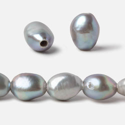 11mm Stainless Steel Silver Baroque Large Hole Freshwater Pearls 15 inch 30 pcs (ONLINE ORDER ONLY)