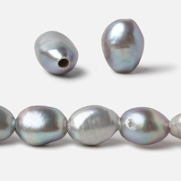 11mm Stainless Steel Silver Baroque Large Hole Freshwater Pearls 15 inch 30 pcs (ONLINE ORDER ONLY)